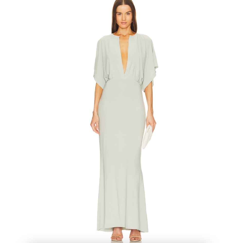 NORMA KAMALI OBIE GOWN SAGE GREEN SIZE M